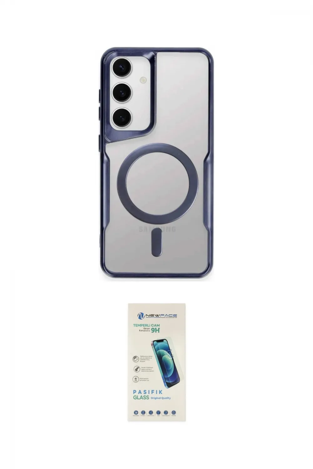 ieg™ Galaxy S24 Kılıf Yadigar Klasik Özel Seri - Şeffaf Pasifik Cam Ekran Koruyucu