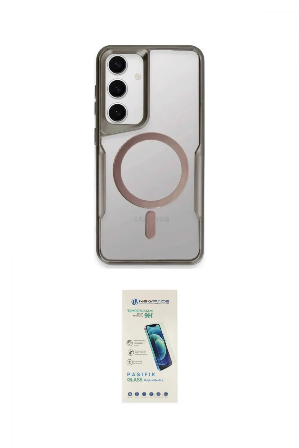 ieg™ Galaxy S24 Kılıf Yadigar Klasik Özel Seri - Şeffaf Pasifik Cam Ekran Koruyucu