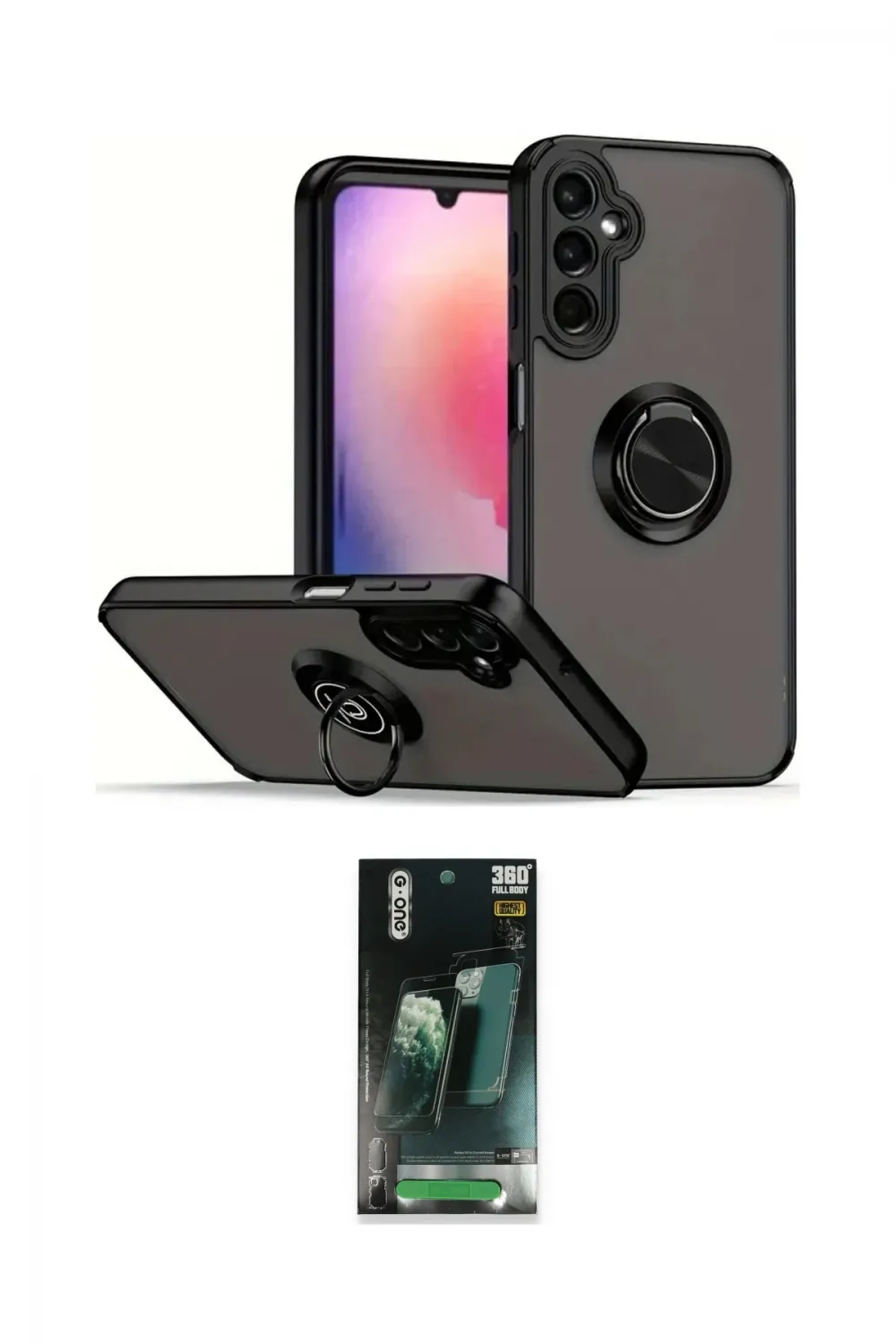ieg™ Galaxy S24 Kılıf Yörünge Çizgi - Şeffaf 360 Full Body Arka Koruyucu