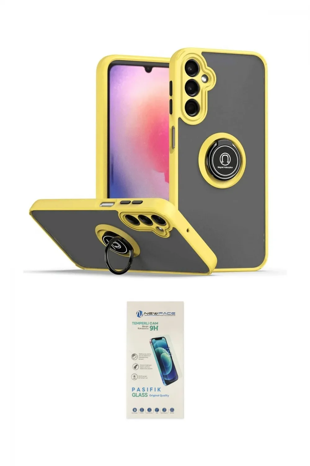 ieg™ Galaxy S24 Kılıf Yörünge Çizgi - Şeffaf Pasifik Cam Ekran Koruyucu