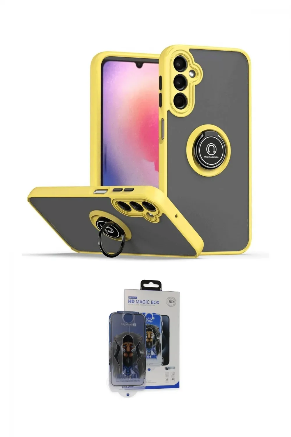 ieg™ Galaxy S24 Kılıf Yörünge Çizgi - Siyah Vanessa Magic Cam