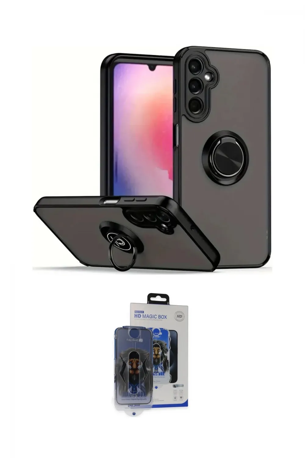 ieg™ Galaxy S24 Kılıf Yörünge Çizgi - Siyah Vanessa Magic Cam
