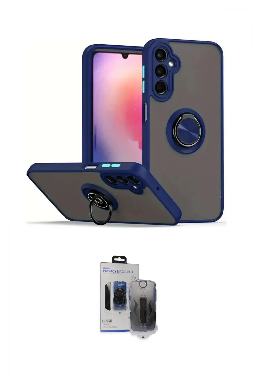 ieg™ Galaxy S24 Kılıf Yörünge Çizgi - Siyah Vanessa Magic Hayalet Cam