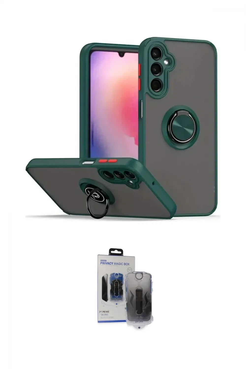 ieg™ Galaxy S24 Kılıf Yörünge Çizgi - Siyah Vanessa Magic Hayalet Cam