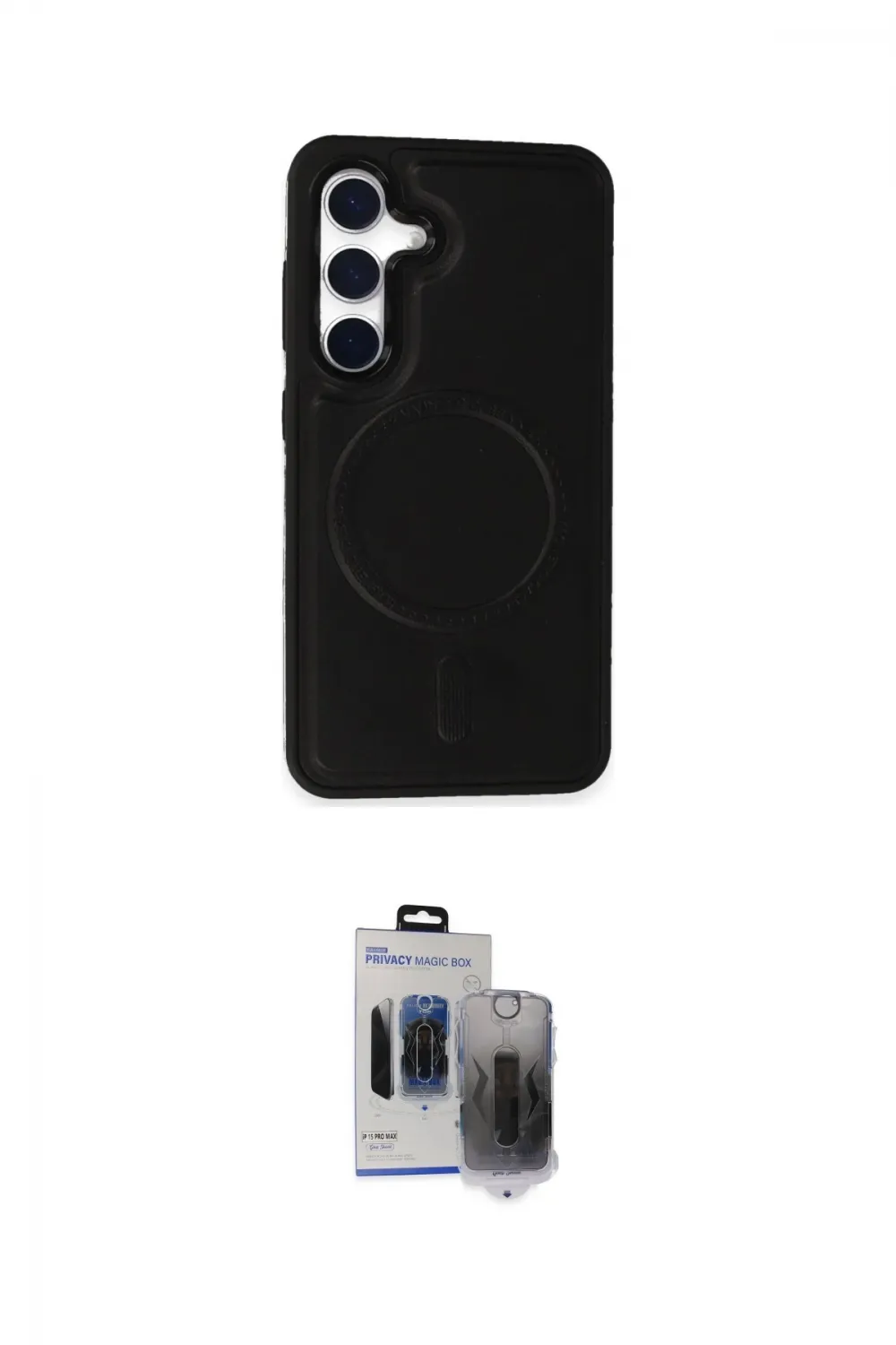 ieg™ Galaxy S24 Kılıf Zirve Işık Serisi - Siyah Vanessa Magic Hayalet Cam