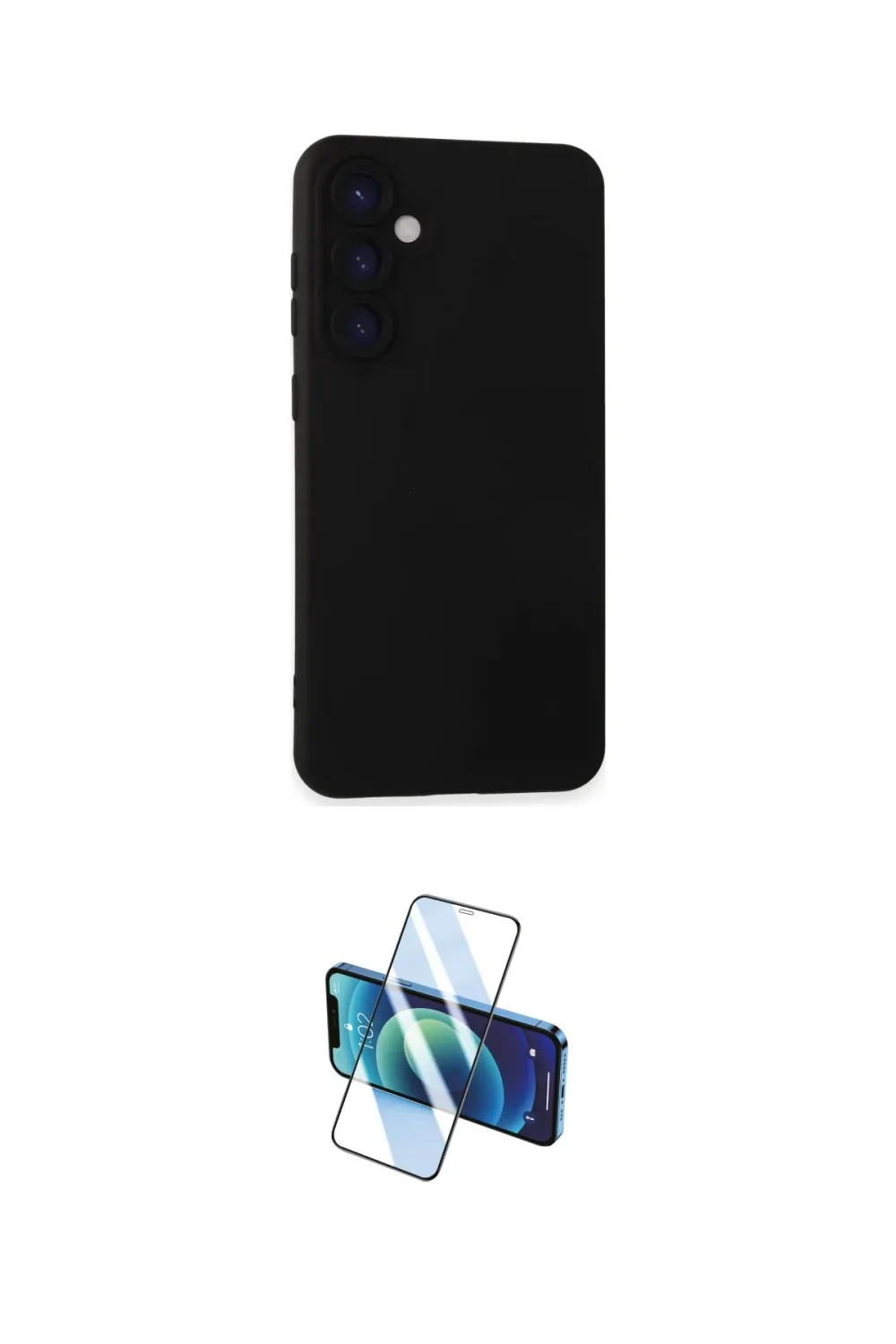 ieg™ Galaxy S24 Plus Kılıf Ahenk Serisi - Siyah 3D Antistatik Cam Ekran Koruyucu
