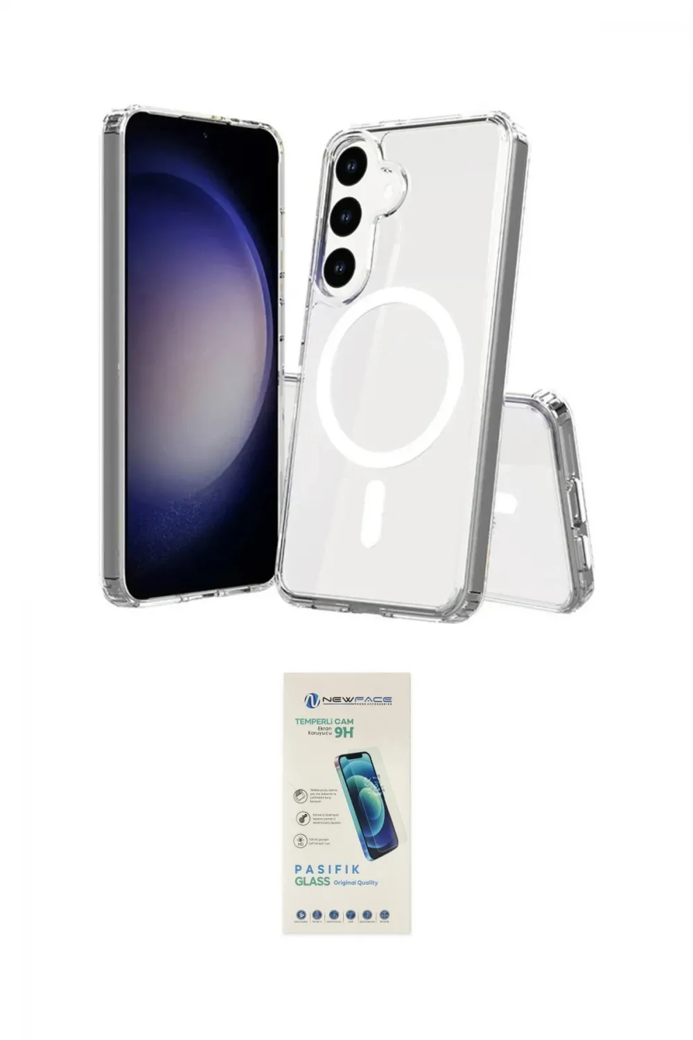 ieg™ Galaxy S24 Plus Kılıf Ahenk Yansıma Prime - Şeffaf Pasifik Cam Ekran Koruyucu