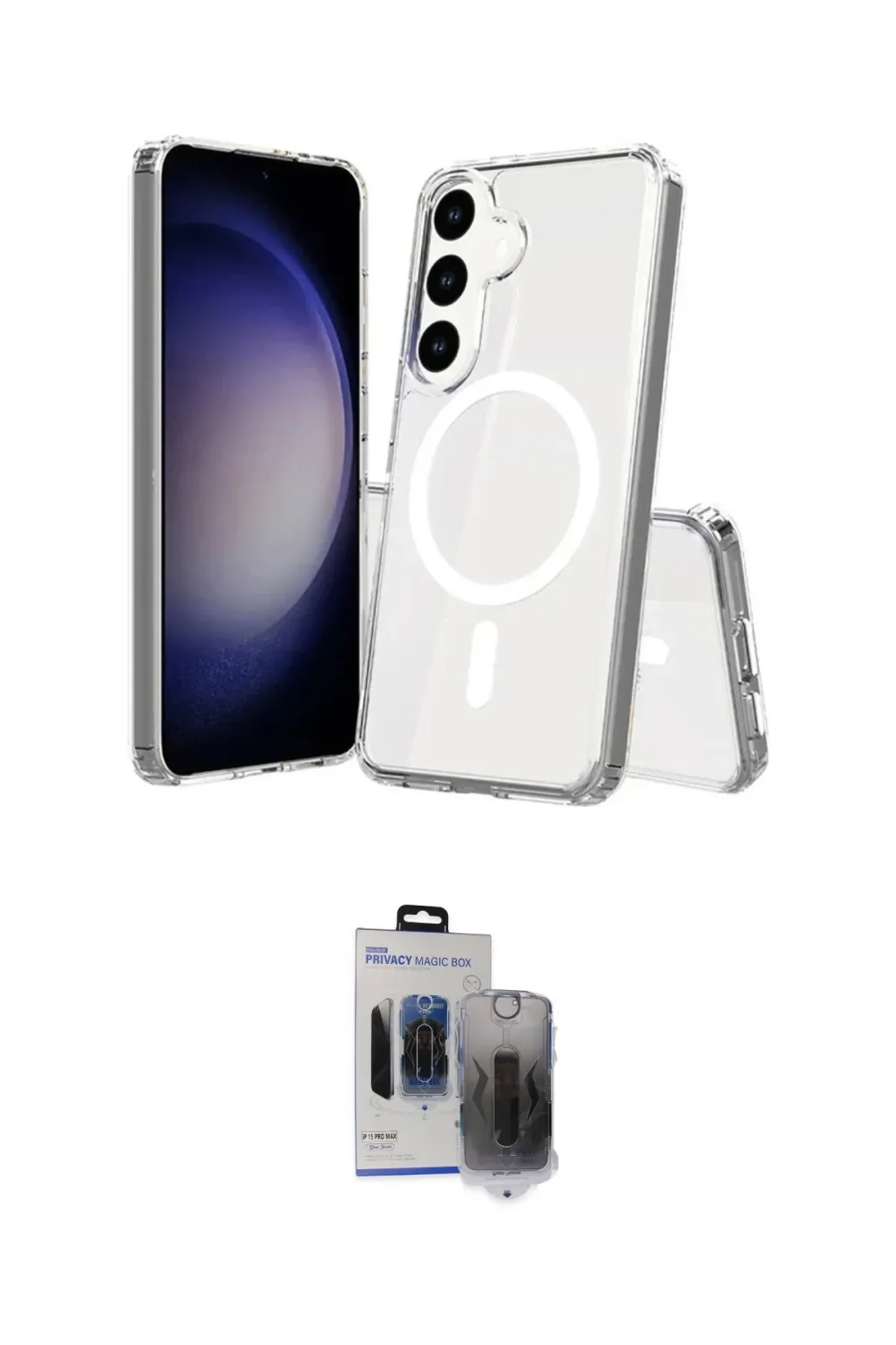 ieg™ Galaxy S24 Plus Kılıf Ahenk Yansıma Prime - Siyah Vanessa Magic Hayalet Cam