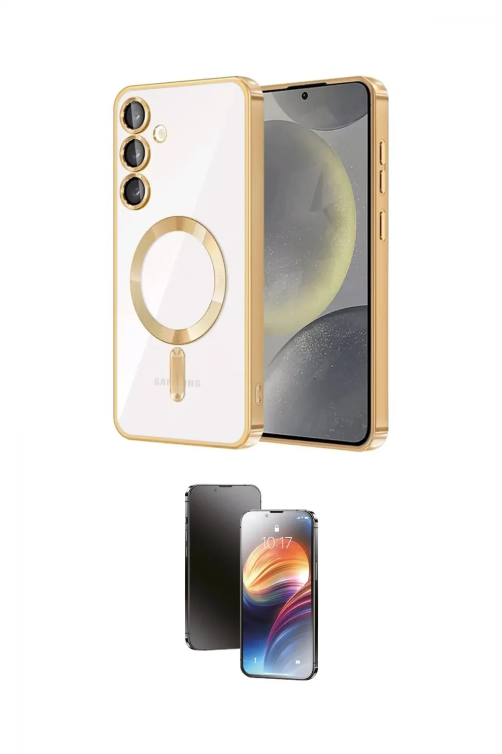 ieg™ Galaxy S24 Plus Kılıf Nova Işık Özel Seri - Siyah 3D Antistatik Mat Seramik Nano Ekran Koruyucu