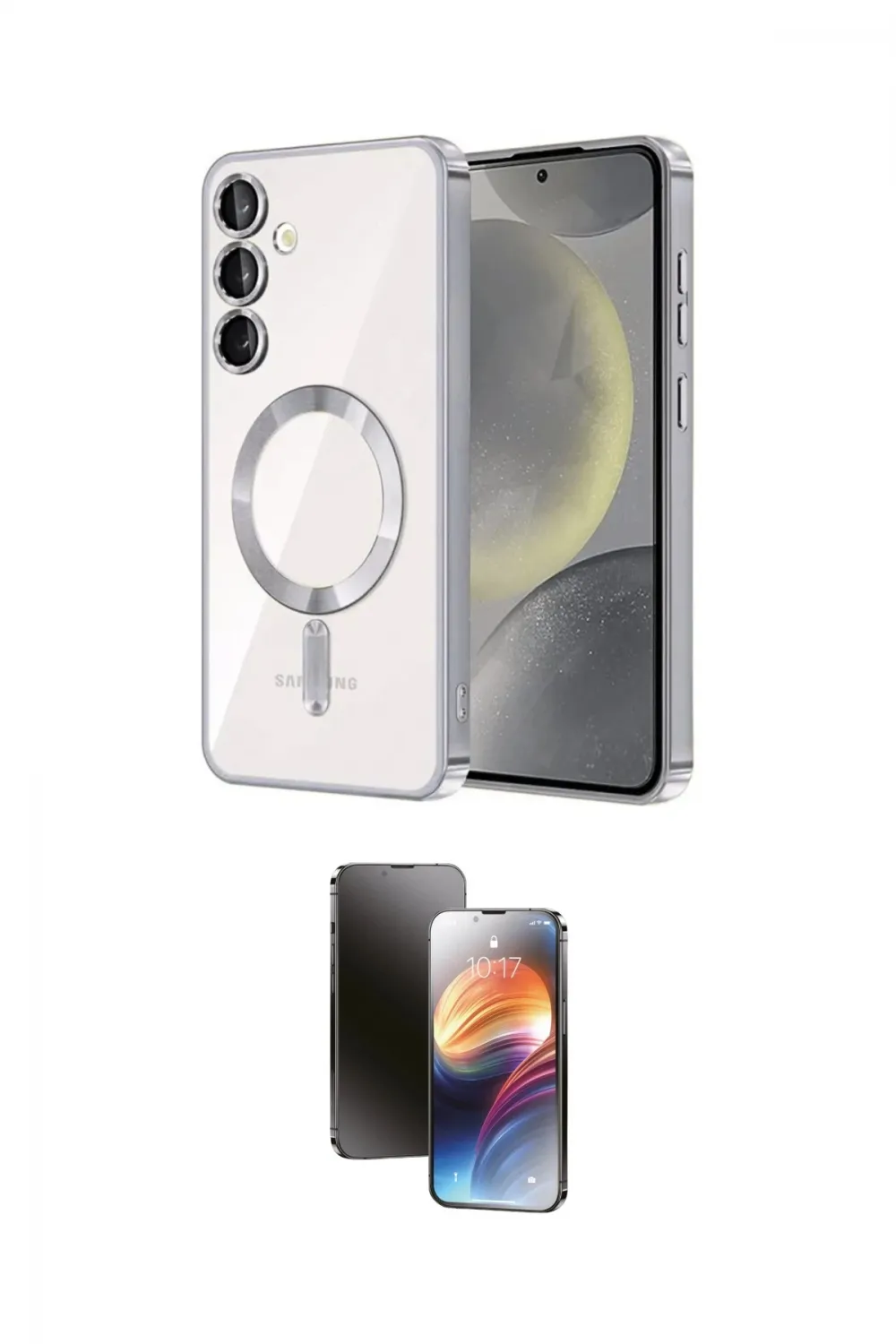 ieg™ Galaxy S24 Plus Kılıf Nova Işık Özel Seri - Siyah 3D Antistatik Mat Seramik Nano Ekran Koruyucu