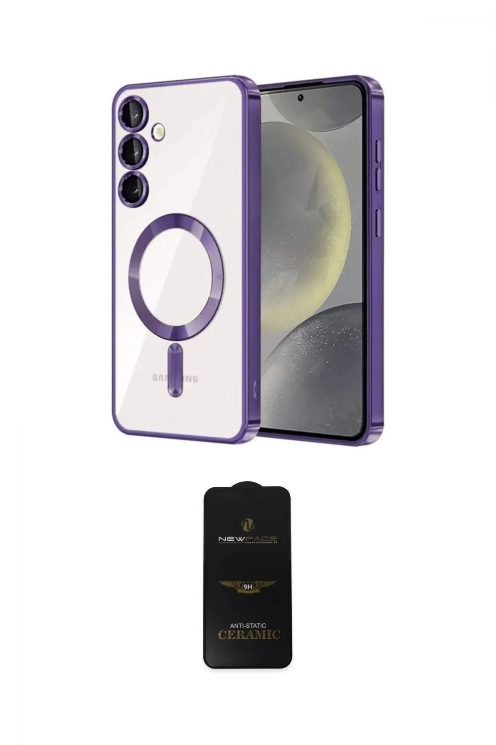 ieg™ Galaxy S24 Plus Kılıf Nova Işık Özel Seri - Siyah 6D Antistatik Mat Seramik Hayalet Nano Ekran Koruyucu