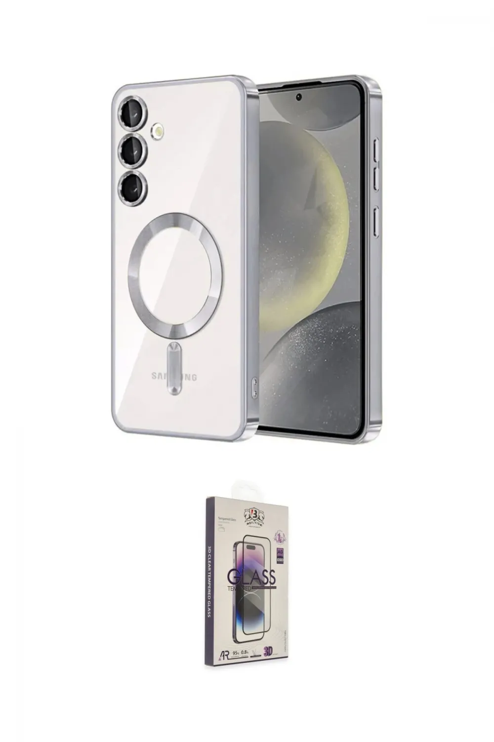 ieg™ Galaxy S24 Plus Kılıf Nova Işık Özel Seri - Siyah Bilvis 3D Cam Ekran Koruyucu