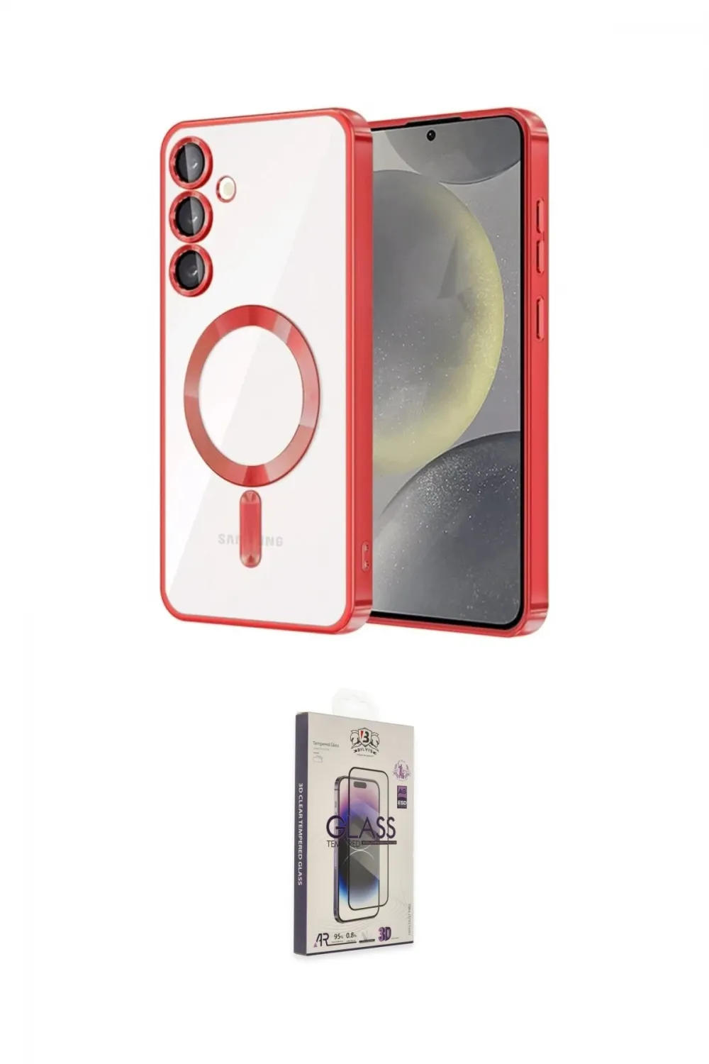 ieg™ Galaxy S24 Plus Kılıf Nova Işık Özel Seri - Siyah Bilvis 3D Cam Ekran Koruyucu