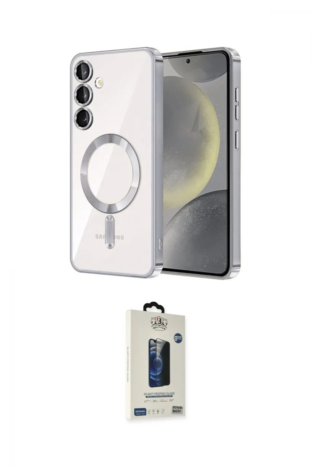 ieg™ Galaxy S24 Plus Kılıf Nova Işık Özel Seri - Siyah Bilvis Hayalet Cam Ekran Koruyucu