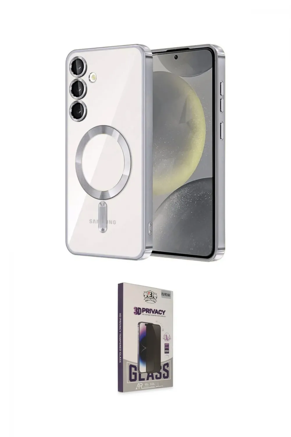 ieg™ Galaxy S24 Plus Kılıf Nova Işık Özel Seri - Siyah Bilvis Hayalet Cam Ekran Koruyucu