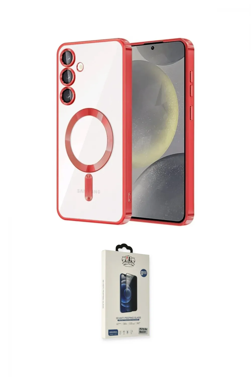 ieg™ Galaxy S24 Plus Kılıf Nova Işık Özel Seri - Siyah Bilvis Hayalet Cam Ekran Koruyucu