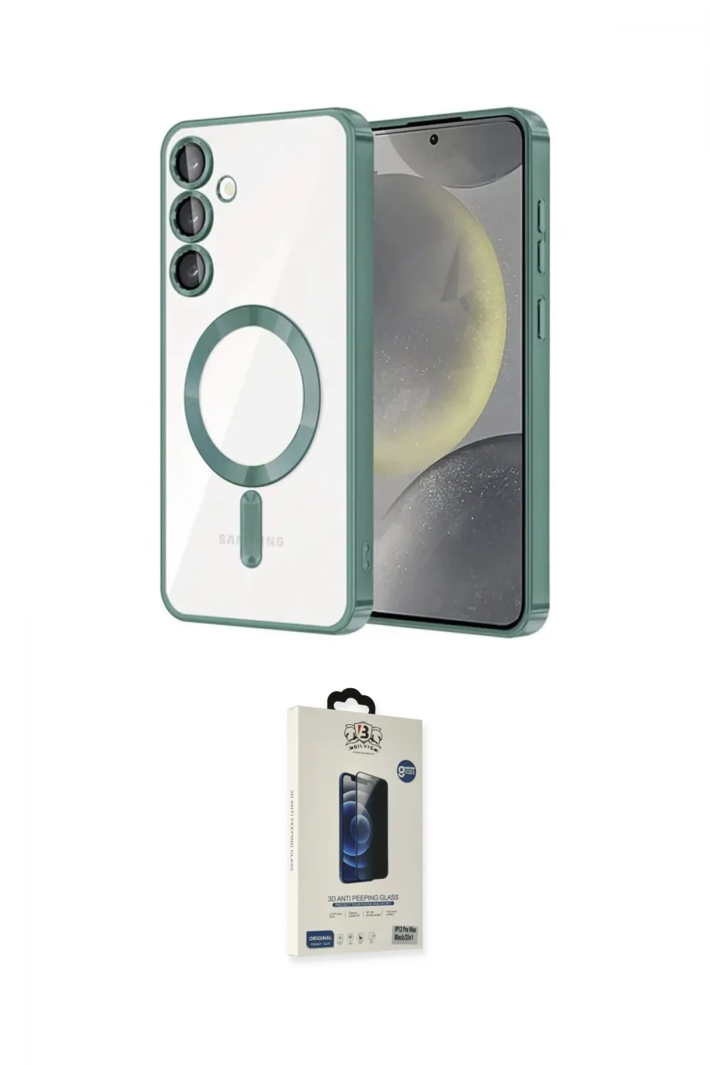 ieg™ Galaxy S24 Plus Kılıf Nova Işık Özel Seri - Siyah Bilvis Hayalet Cam Ekran Koruyucu