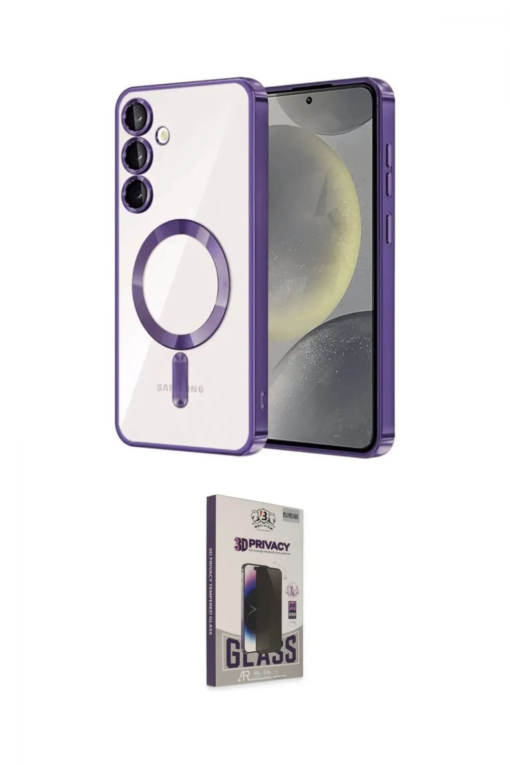 ieg™ Galaxy S24 Plus Kılıf Nova Işık Özel Seri - Siyah Bilvis Hayalet Cam Ekran Koruyucu