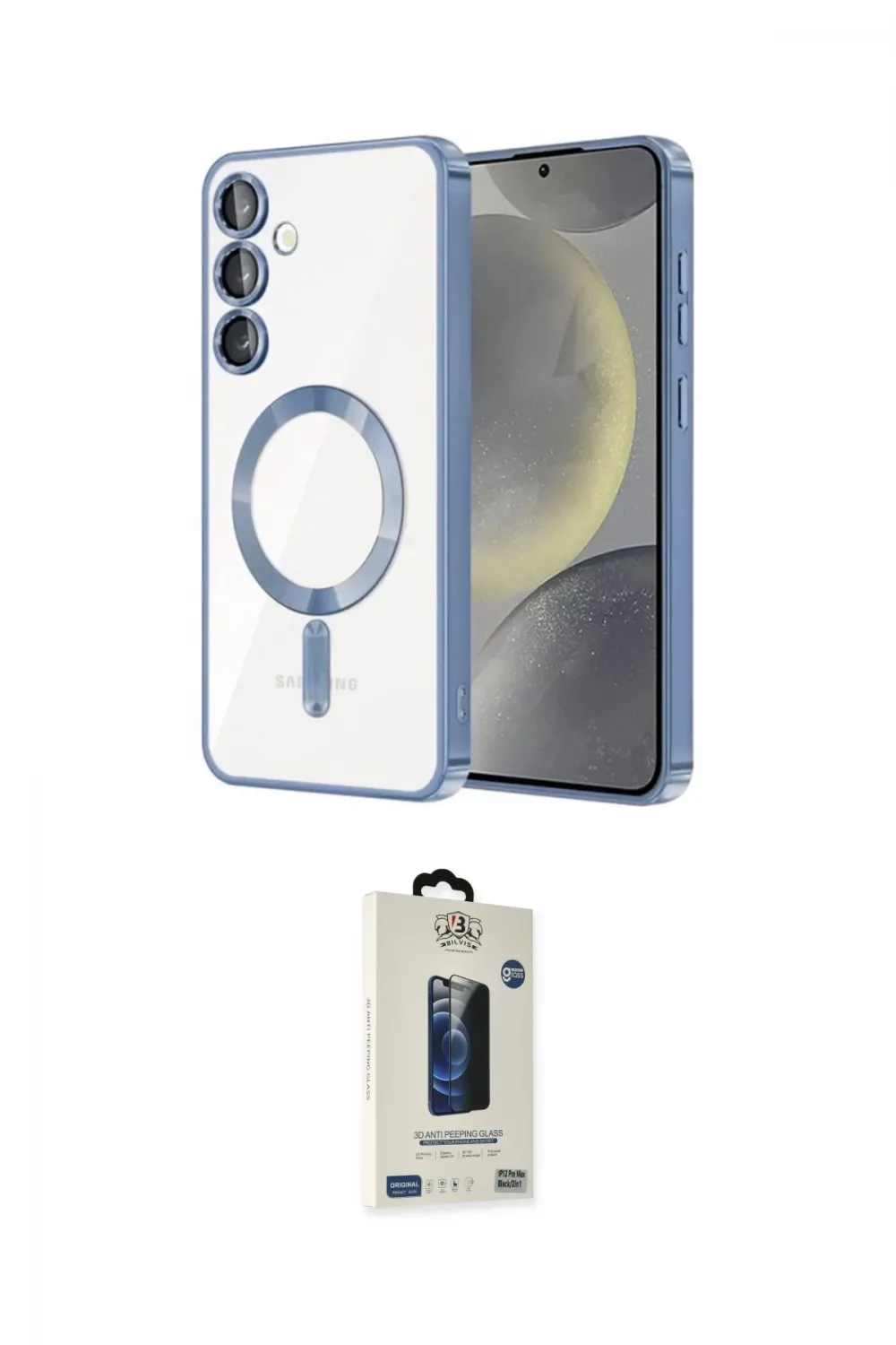 ieg™ Galaxy S24 Plus Kılıf Nova Işık Özel Seri - Siyah Bilvis Hayalet Cam Ekran Koruyucu
