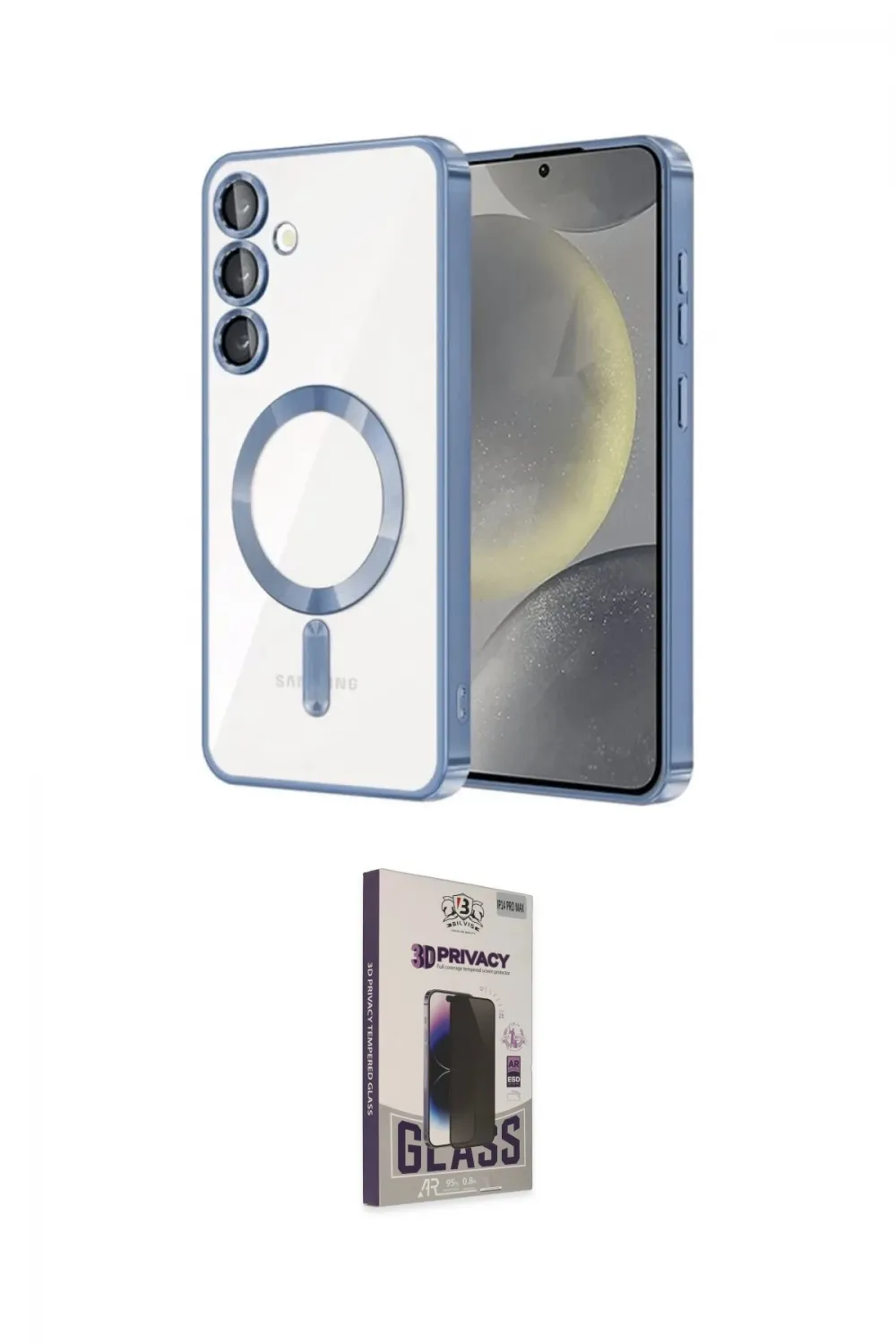 ieg™ Galaxy S24 Plus Kılıf Nova Işık Özel Seri - Siyah Bilvis Hayalet Cam Ekran Koruyucu
