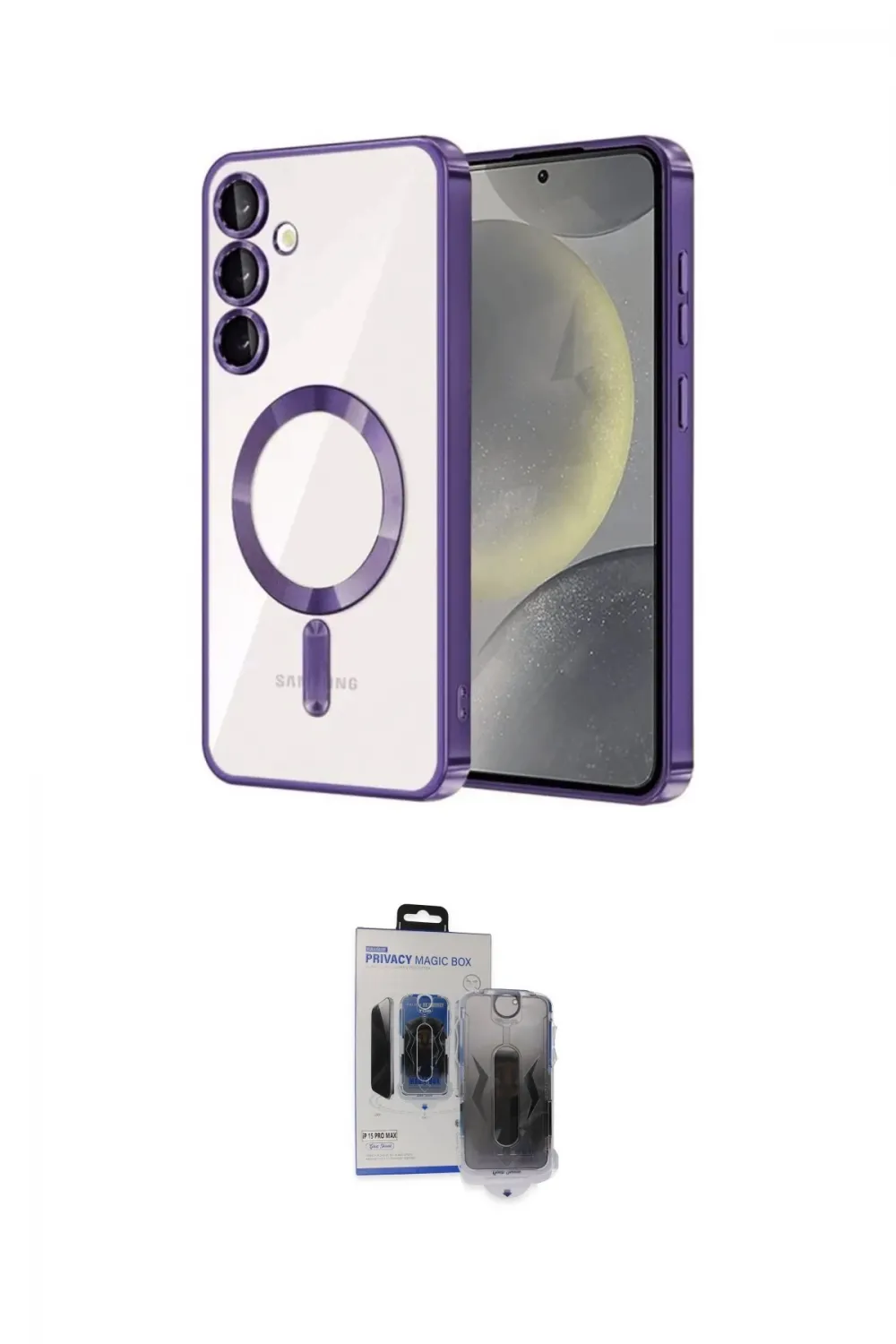 ieg™ Galaxy S24 Plus Kılıf Nova Işık Özel Seri - Siyah Vanessa Magic Hayalet Cam