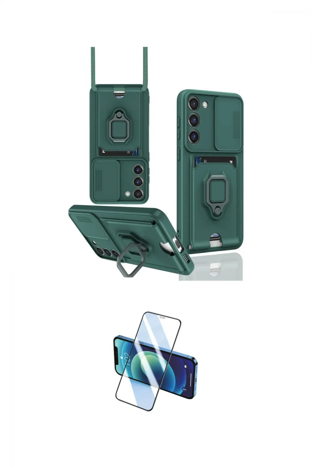 ieg™ Galaxy S24 Plus Kılıf Vadi Form Prime - Siyah 3D Antistatik Cam Ekran Koruyucu