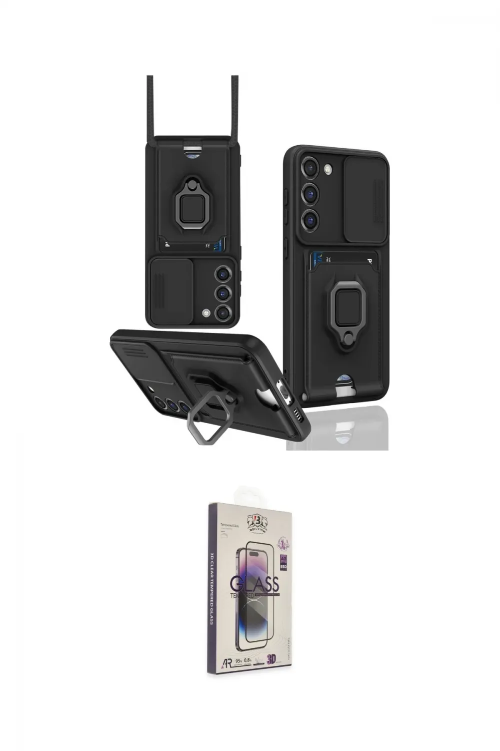 ieg™ Galaxy S24 Plus Kılıf Vadi Form Prime - Siyah Bilvis 3D Cam Ekran Koruyucu