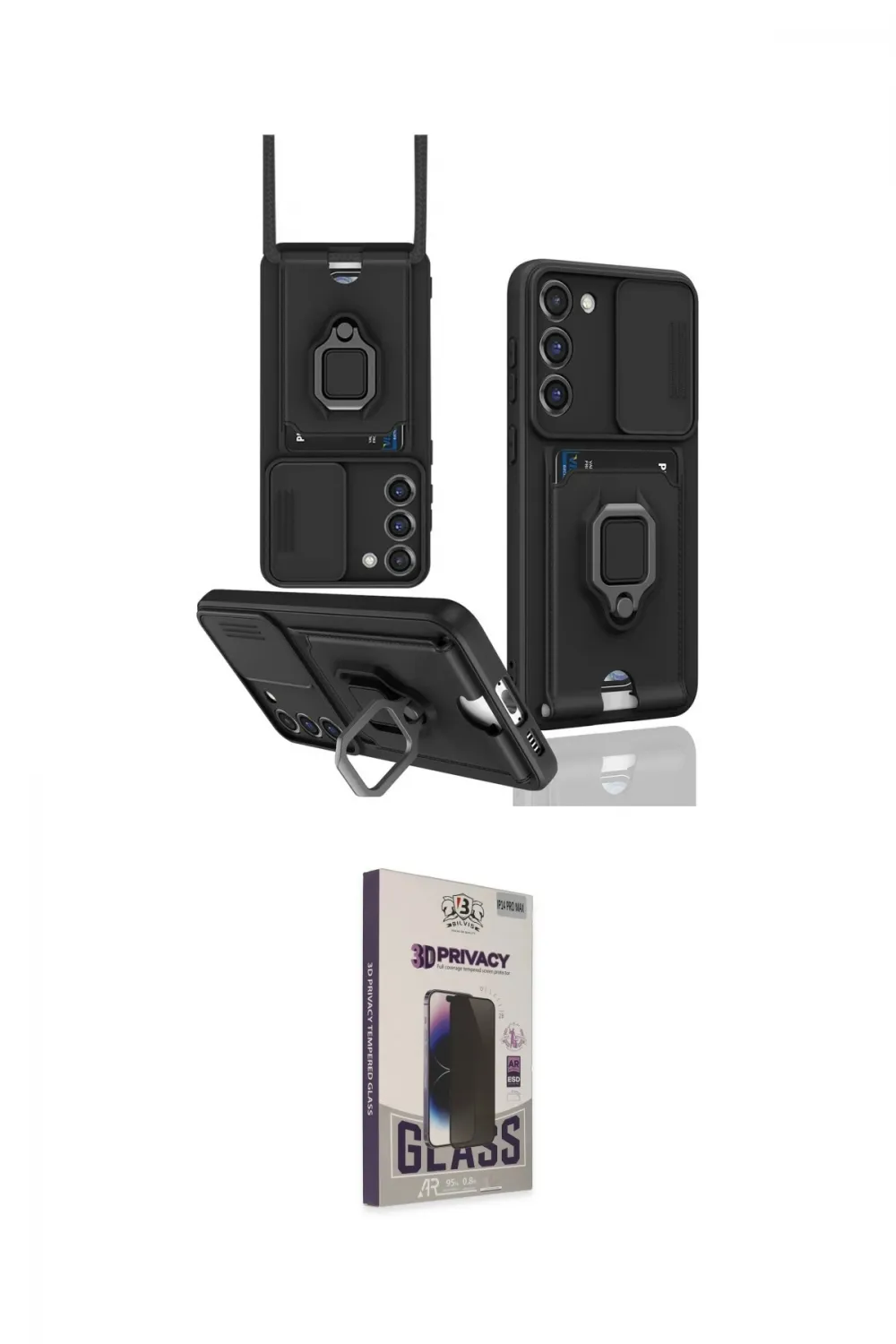 ieg™ Galaxy S24 Plus Kılıf Vadi Form Prime - Siyah Bilvis Hayalet Cam Ekran Koruyucu