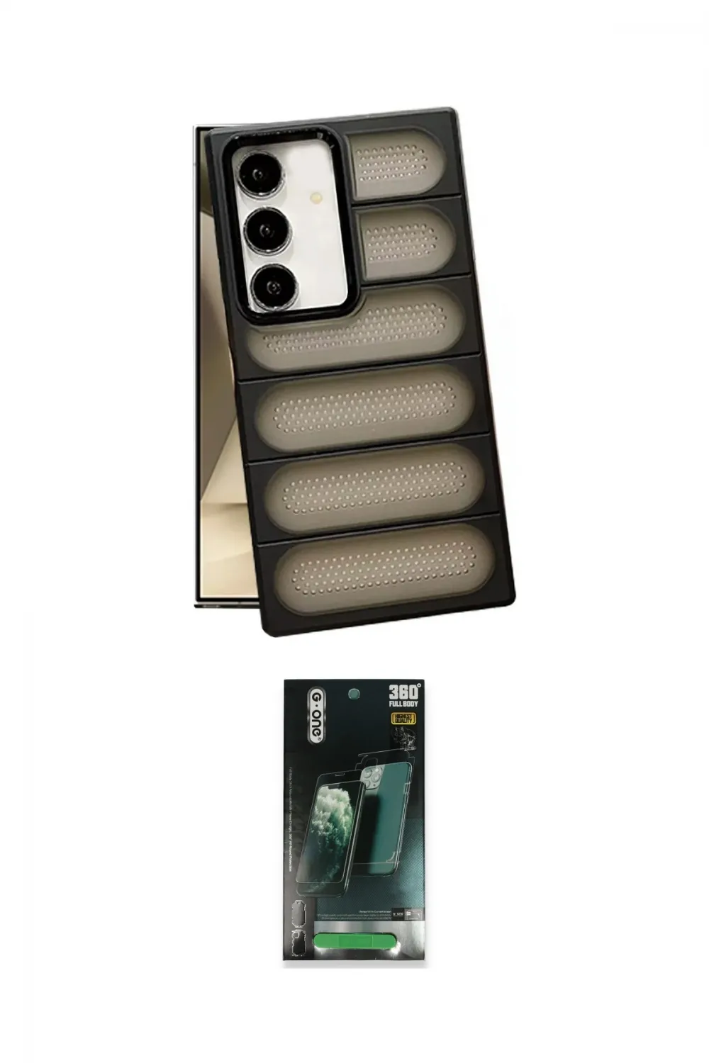 ieg™ Galaxy S24 Plus Kılıf Yadigar Doku Özel Seri - Şeffaf 360 Full Body Arka Koruyucu