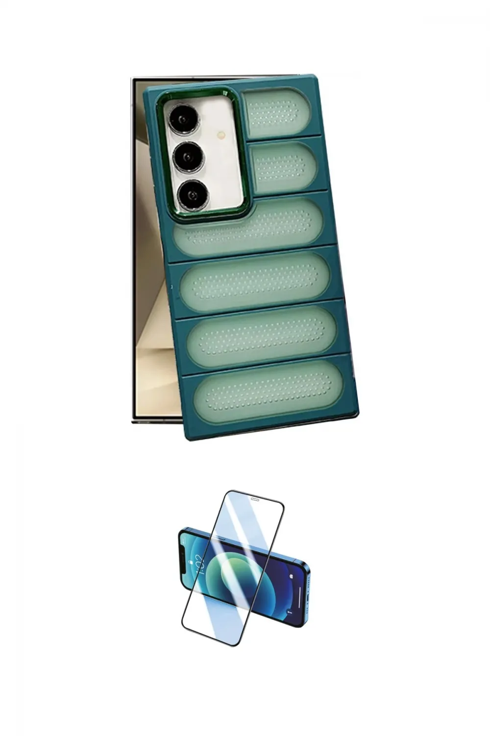 ieg™ Galaxy S24 Plus Kılıf Yadigar Doku Özel Seri - Siyah 3D Antistatik Cam Ekran Koruyucu