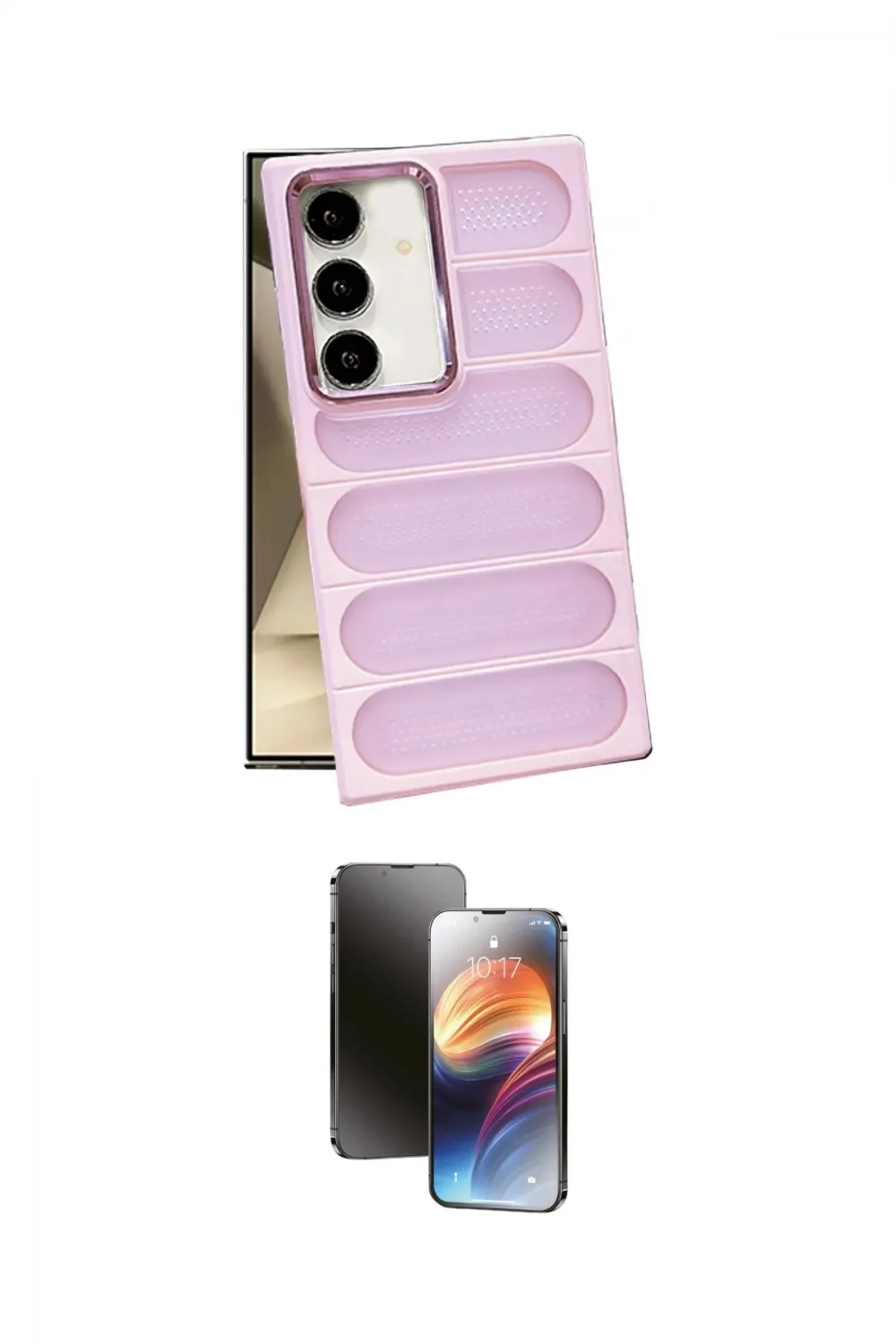 ieg™ Galaxy S24 Plus Kılıf Yadigar Doku Özel Seri - Siyah 3D Antistatik Mat Seramik Nano Ekran Koruyucu