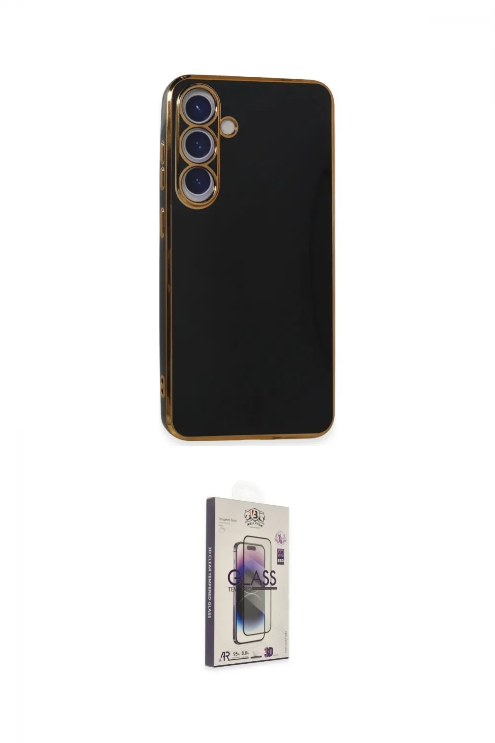 ieg™ Galaxy S24 Plus Kılıf Yankı Serisi - Siyah Bilvis 3D Cam Ekran Koruyucu