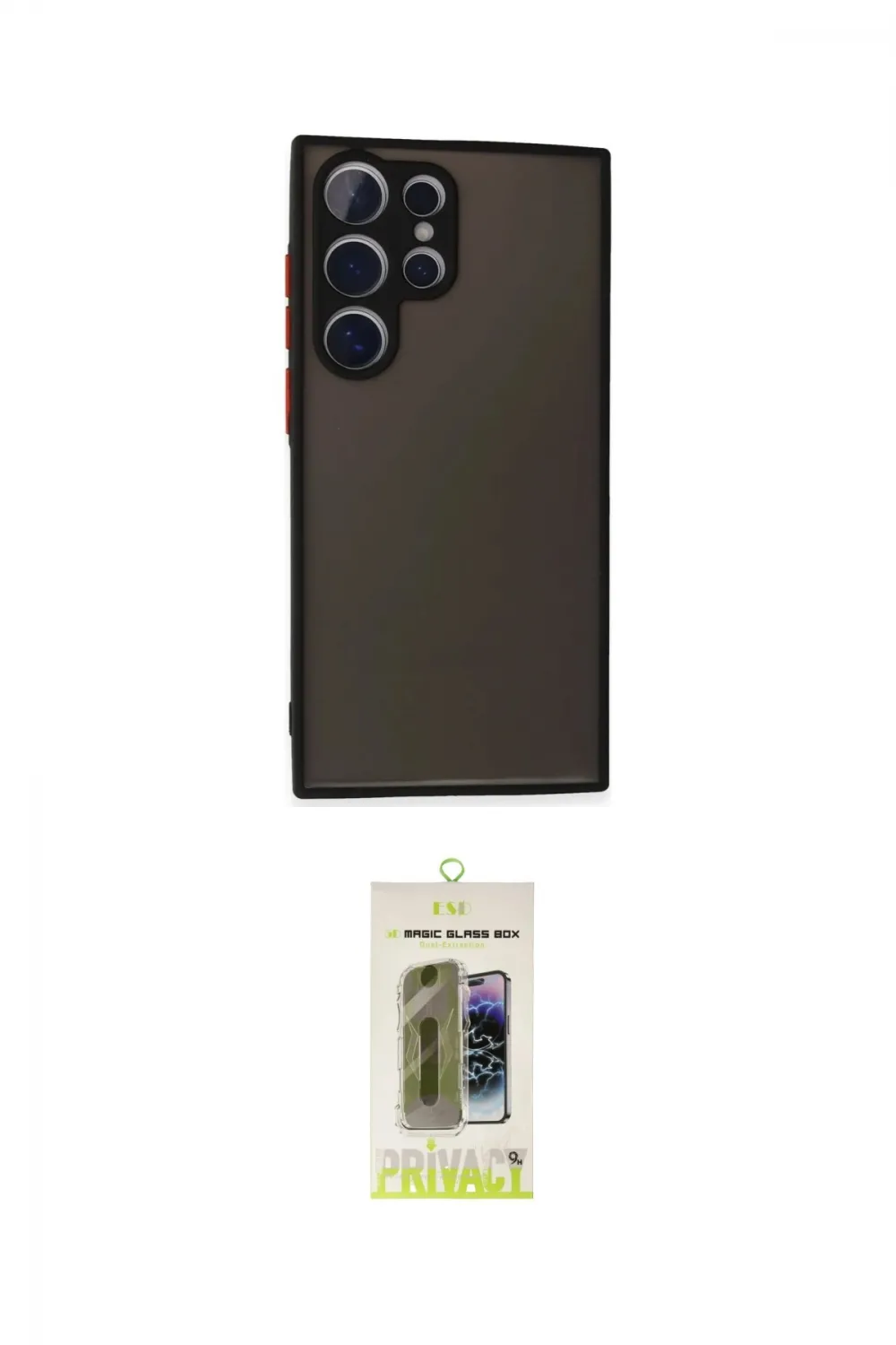 ieg™ Galaxy S24 Ultra Kılıf Ahenk Çizgi Serisi - Siyah Joko Magic 5D Hayalet Cam
