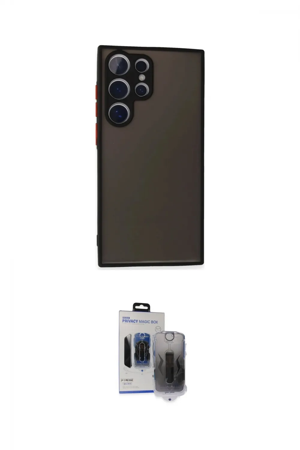 ieg™ Galaxy S24 Ultra Kılıf Ahenk Çizgi Serisi - Siyah Vanessa Magic Hayalet Cam