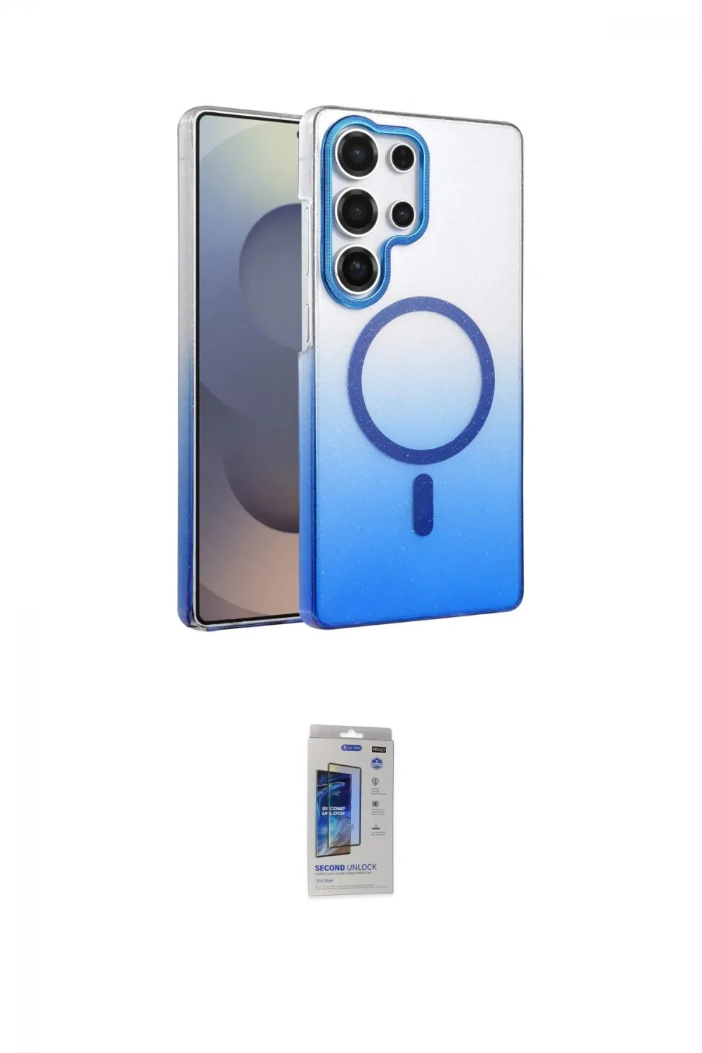 ieg™ Galaxy S24 Ultra Kılıf Ahenk Doku Özel Seri - Siyah Durable Full Glue Curved Hayalet Cam