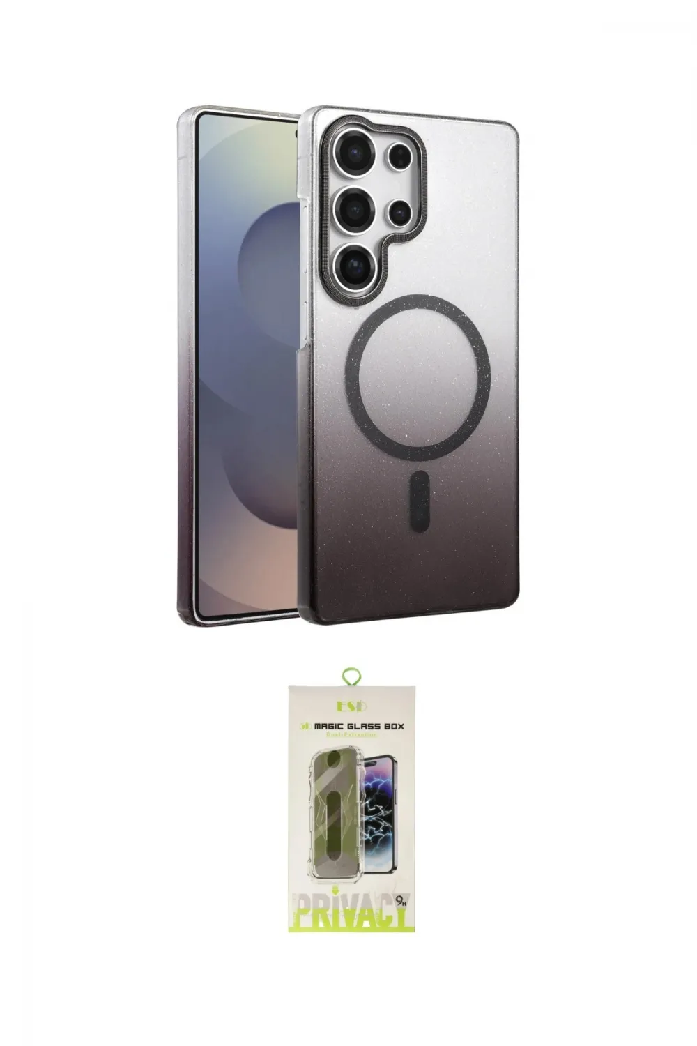 ieg™ Galaxy S24 Ultra Kılıf Ahenk Doku Özel Seri - Siyah Joko Magic 5D Hayalet Cam