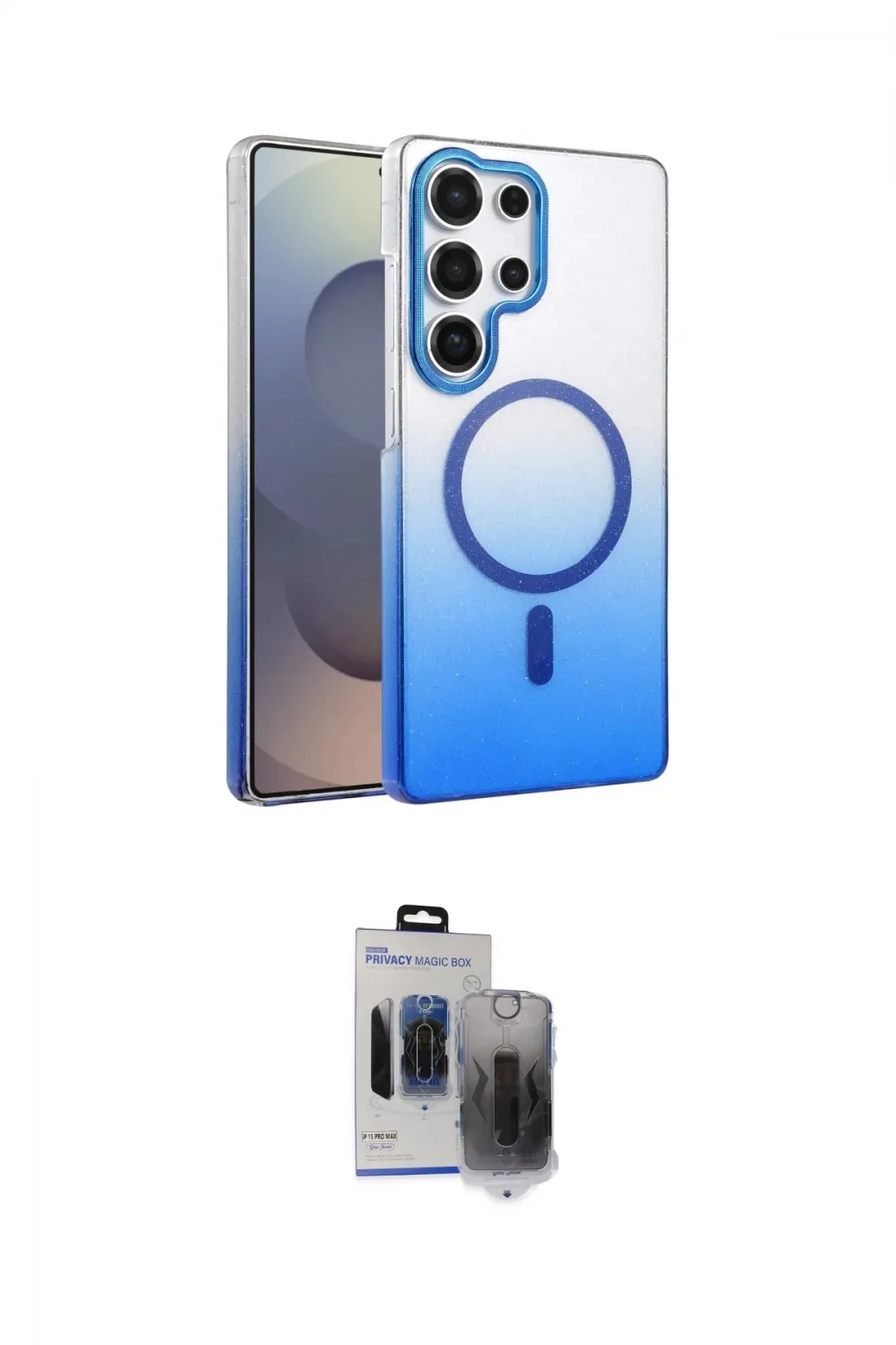 ieg™ Galaxy S24 Ultra Kılıf Ahenk Doku Özel Seri - Siyah Vanessa Magic Hayalet Cam