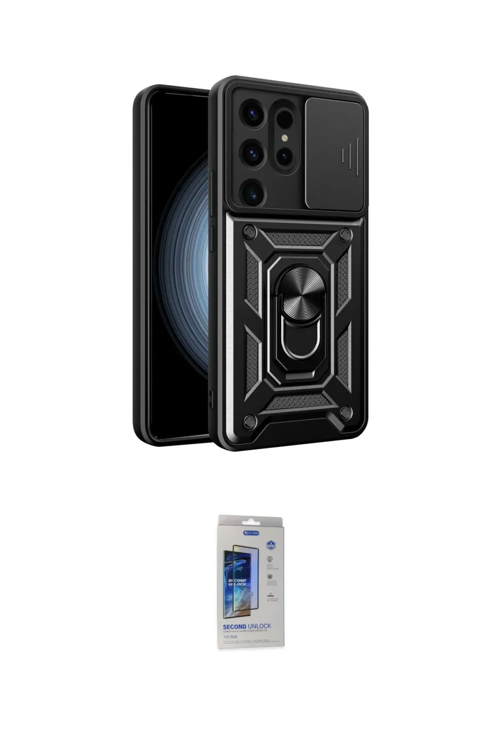 ieg™ Galaxy S24 Ultra Kılıf Ahenk Klasik - Siyah Durable Full Glue Curved Cam