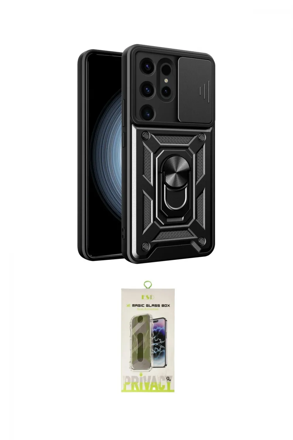 ieg™ Galaxy S24 Ultra Kılıf Ahenk Klasik - Siyah Joko Magic 5D Hayalet Cam