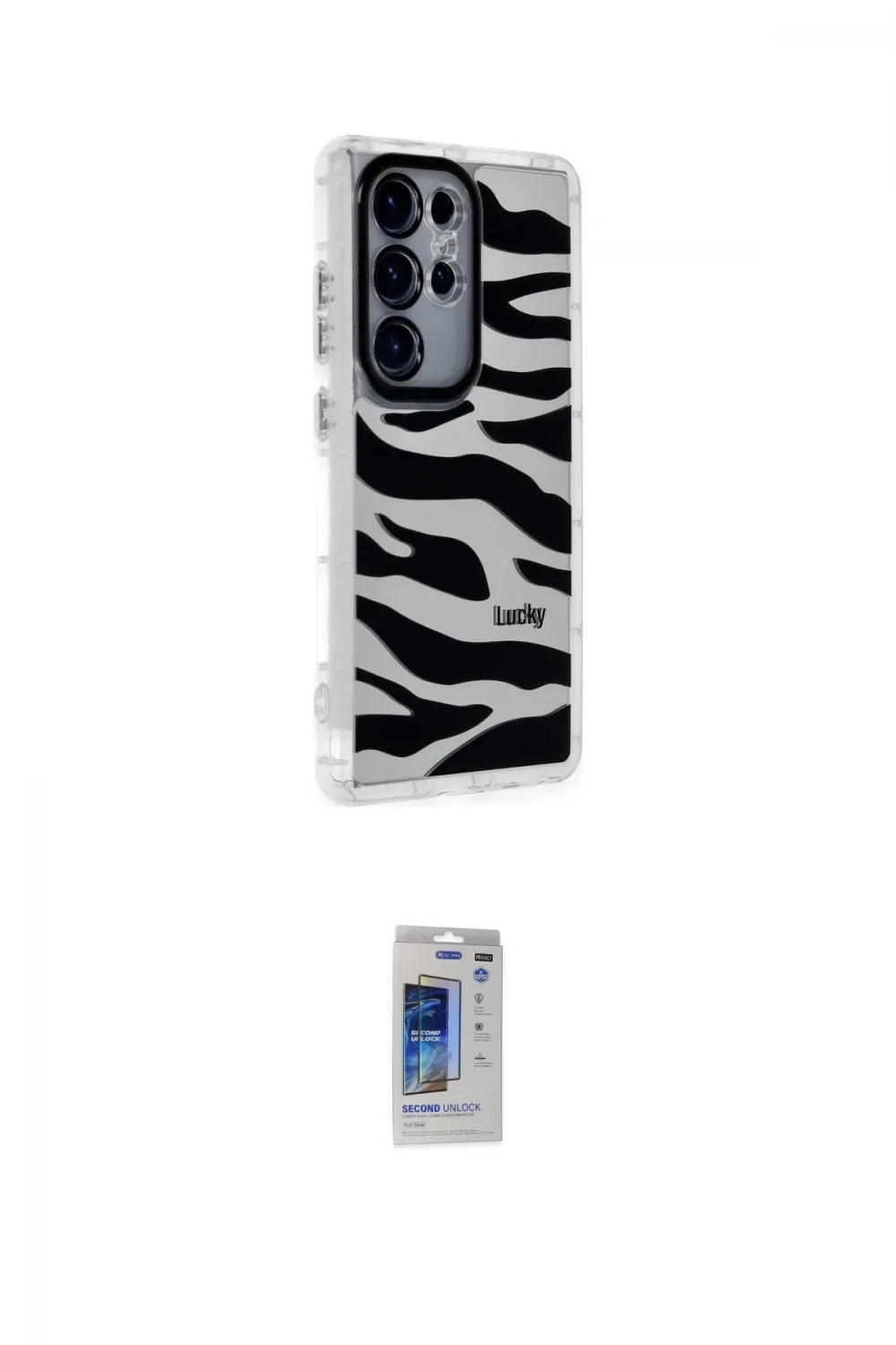 ieg™ Galaxy S24 Ultra Kılıf Ahenk Modern Serisi - Siyah Durable Full Glue Curved Hayalet Cam