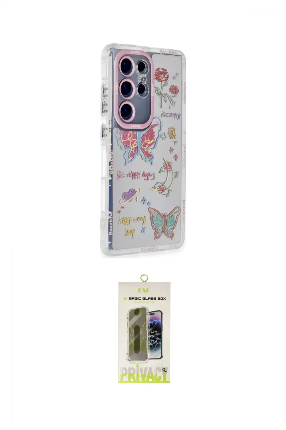 ieg™ Galaxy S24 Ultra Kılıf Ahenk Modern Serisi - Siyah Joko Magic 5D Hayalet Cam
