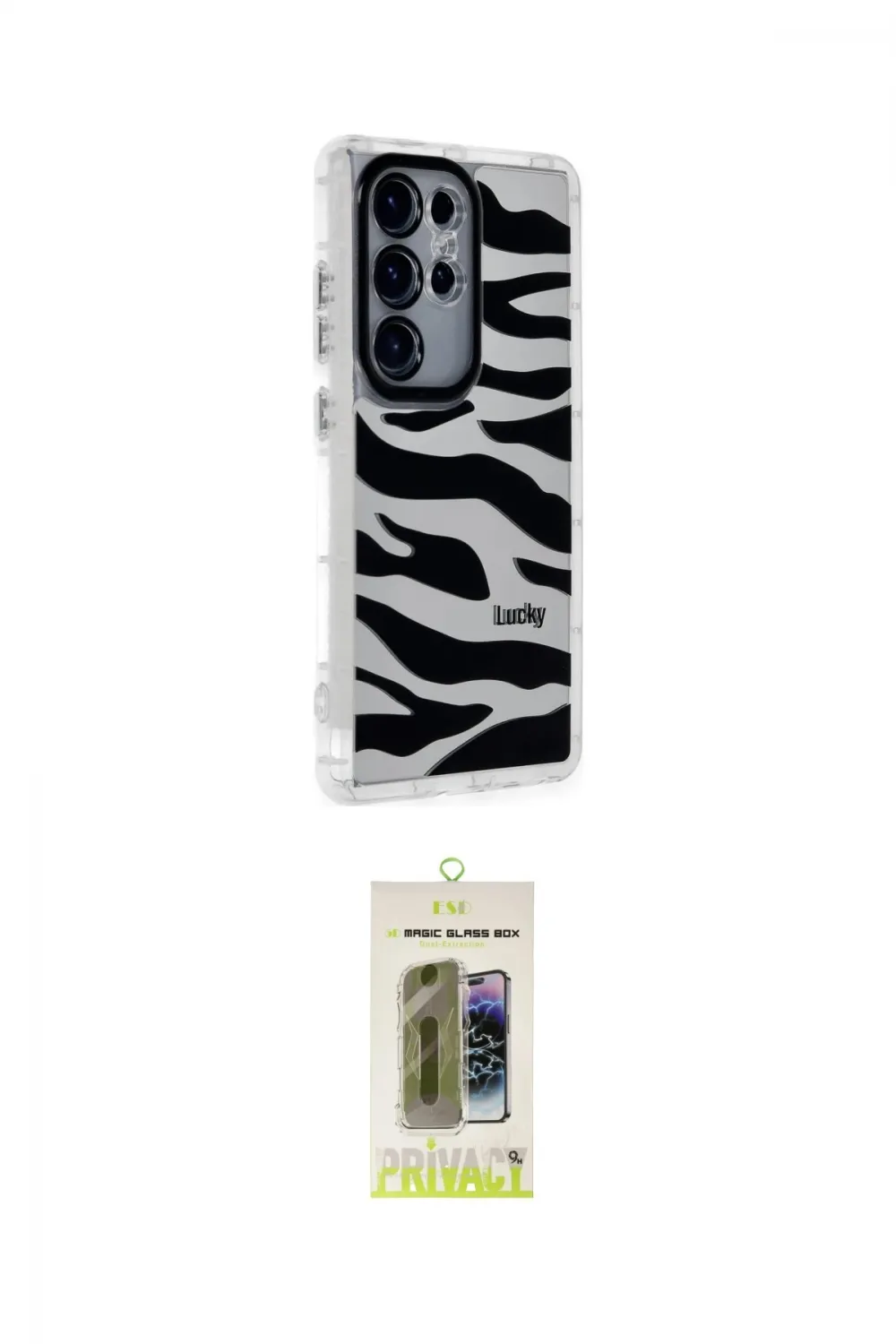ieg™ Galaxy S24 Ultra Kılıf Ahenk Modern Serisi - Siyah Joko Magic 5D Hayalet Cam