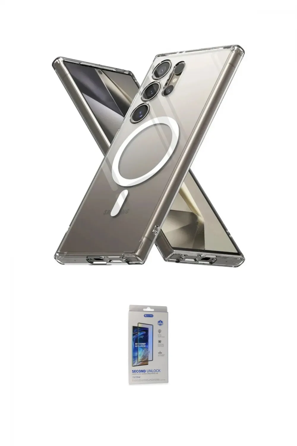 ieg™ Galaxy S24 Ultra Kılıf Ahenk Yansıma Prime - Siyah Durable Full Glue Curved Cam