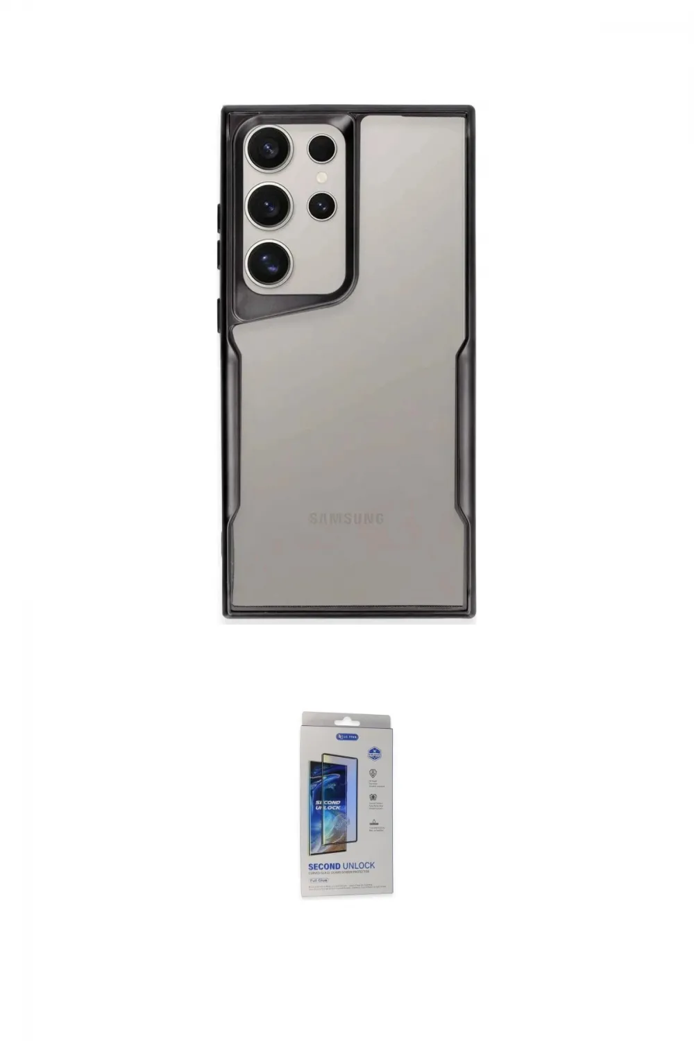 ieg™ Galaxy S24 Ultra Kılıf Akış Çizgi Koleksiyonu - Siyah Durable Full Glue Curved Cam