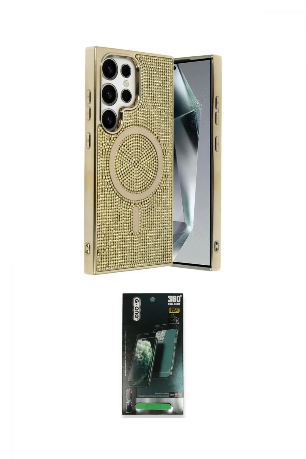 ieg™ Galaxy S24 Ultra Kılıf Eksen Çizgi - Şeffaf 360 Full Body Arka Koruyucu
