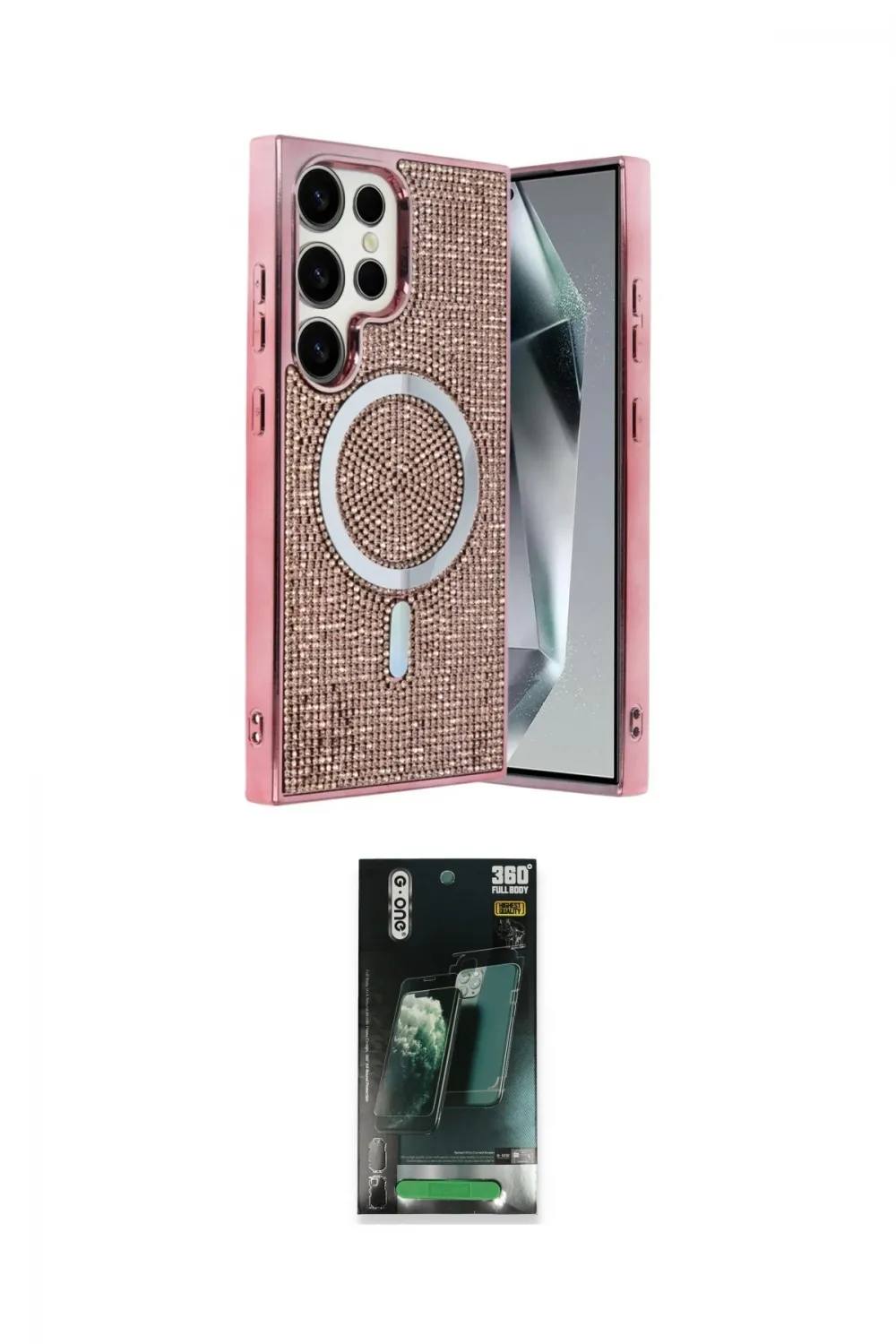 ieg™ Galaxy S24 Ultra Kılıf Eksen Çizgi - Şeffaf 360 Full Body Arka Koruyucu