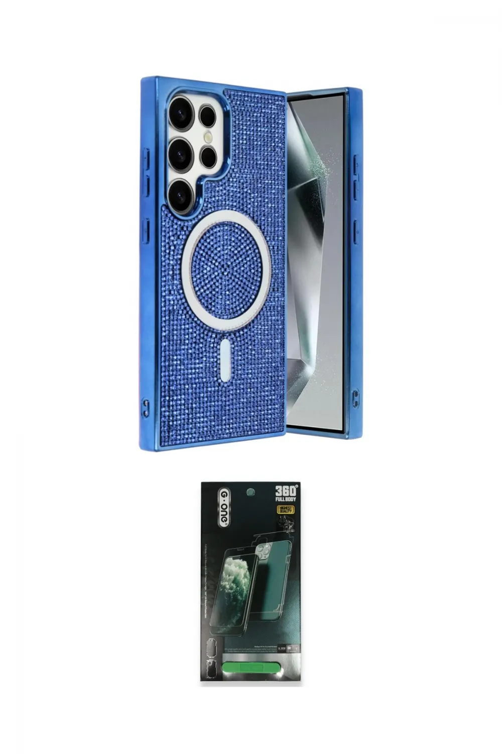 ieg™ Galaxy S24 Ultra Kılıf Eksen Çizgi - Siyah 360 Mat Full Body Arka Koruyucu
