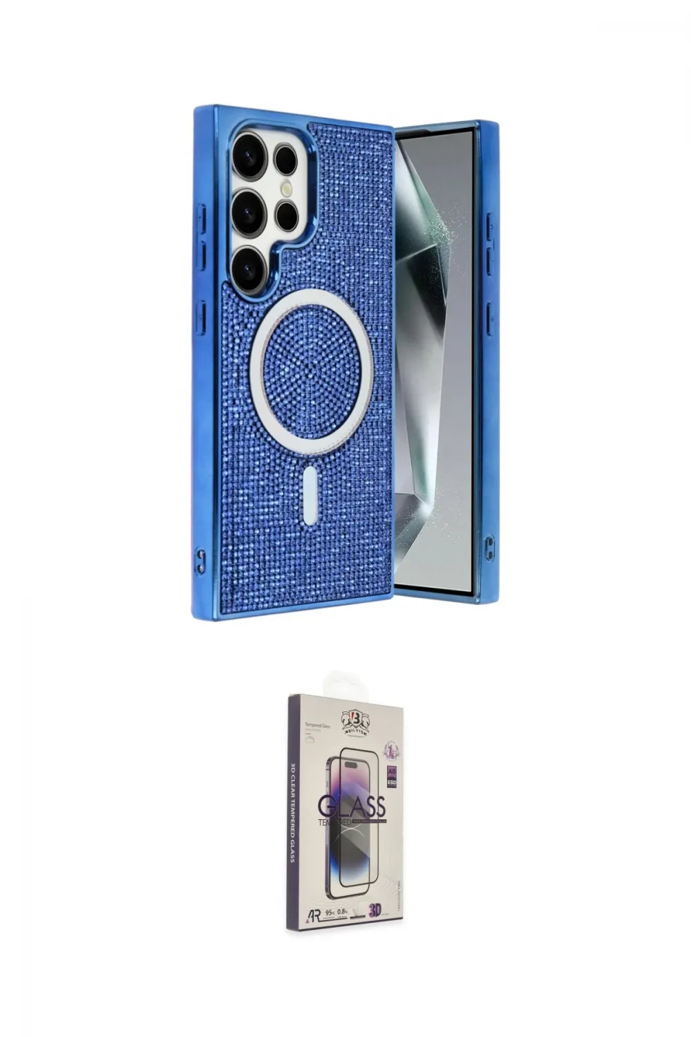 ieg™ Galaxy S24 Ultra Kılıf Eksen Çizgi - Siyah Bilvis 3D Cam Ekran Koruyucu
