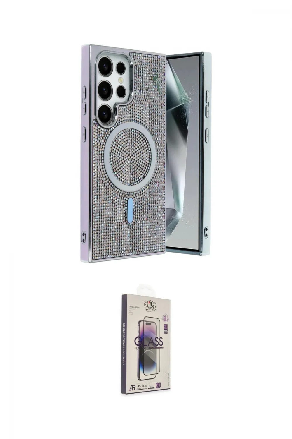 ieg™ Galaxy S24 Ultra Kılıf Eksen Çizgi - Siyah Bilvis 3D Cam Ekran Koruyucu