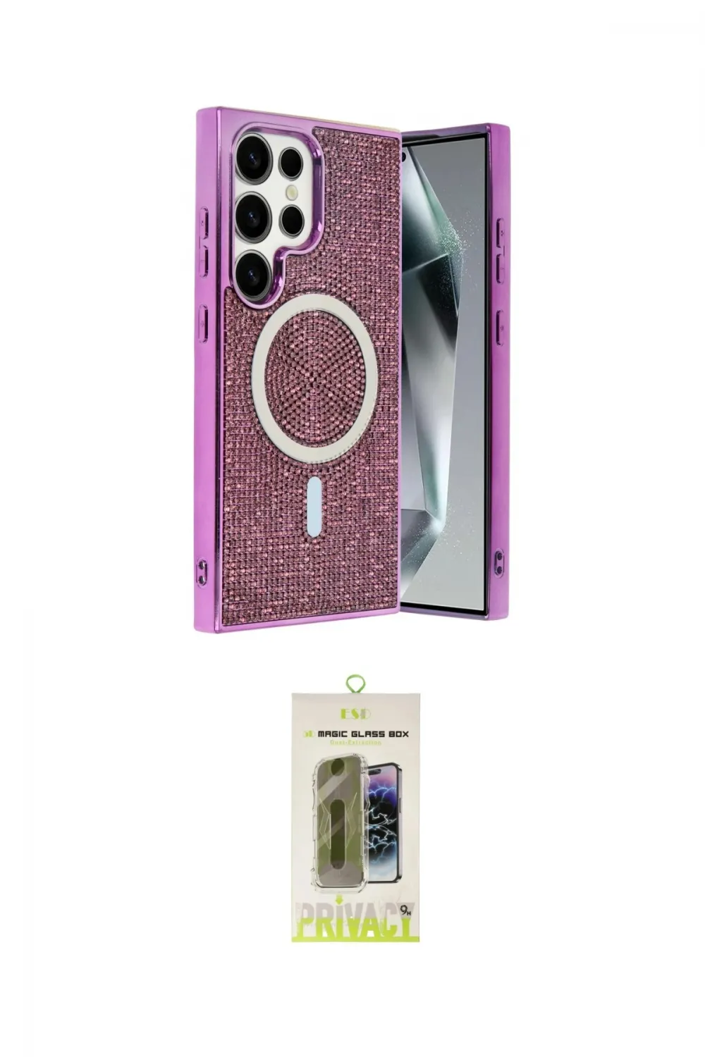 ieg™ Galaxy S24 Ultra Kılıf Eksen Çizgi - Siyah Joko Magic 5D Hayalet Cam